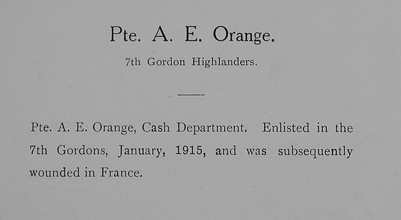 Orange A E Pte 7th Gordon Highlanders Record William Graham Co Roll Of Honour