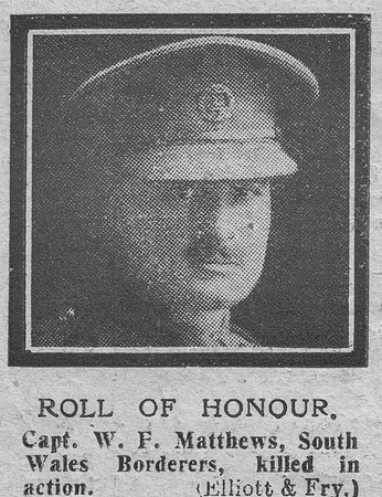 Matthews W F Captain 1st South Wales Borderers The Graphic 9th Oct 1918