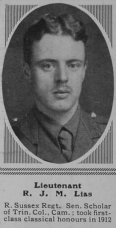 Lias R J M Lt 9th R Sussex Regt The Sphere 29th Apr 1916