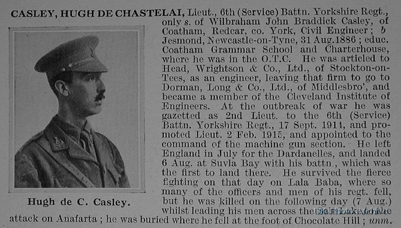 Casley H de C Lt 6th Yorkshire Regiment Obituary De Ruvignys Roll Of Honour Vol 1