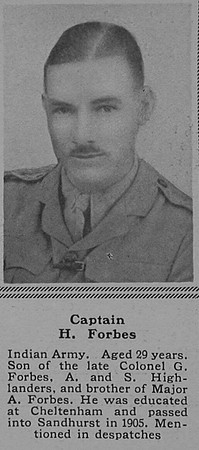Forbes H Captain Indian Army The Sphere 9th Sep 1916
