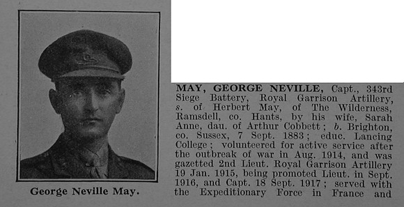 May G N Captain Royal Garrison Artillery Obit Part 1 De Ruvignys Roll Of Honour Vol 4
