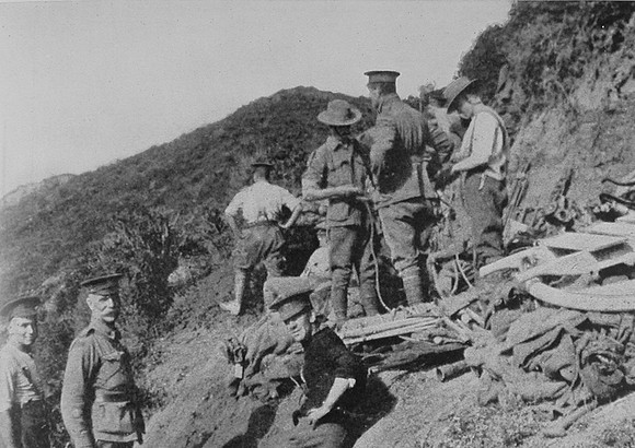 Australian Troops Carrying Supplies Up The Hillside After Landing At Gaba Tepe
