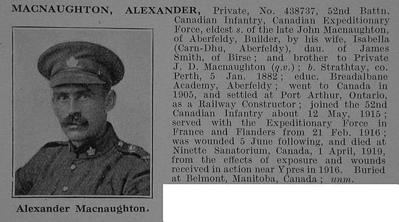 MacNaughton A Pte 438737 52nd Canadian Infantry Obit De Ruvignys Roll Of Honour Vol 5