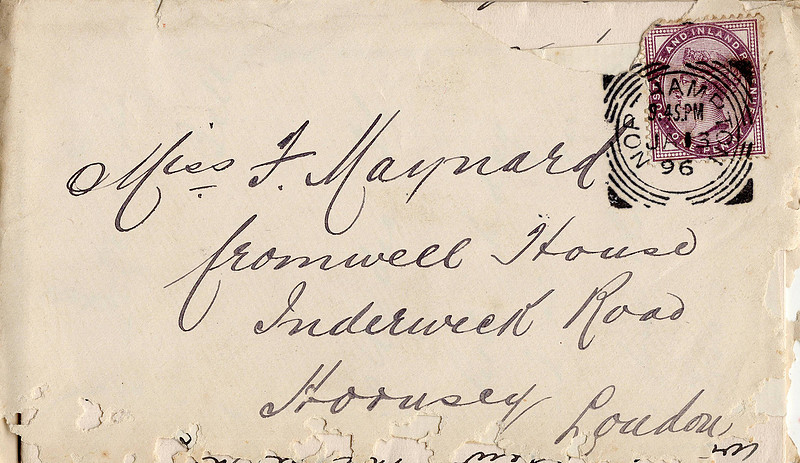 Letter To Florence Maynard 13th Jan 1896 Envelope