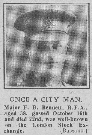 Bennett F B Major Royal Field Artillery The Graphic 2nd Nov 1918