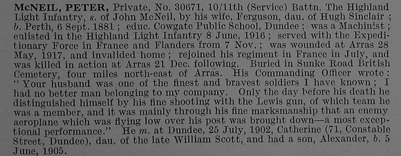 McNeil P Pte 30671 11th Highland Light Infantry Obit De Ruvignys Roll Of Honour Vol 4