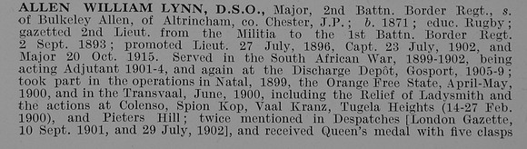 Allen W L Major DSO 2nd Border Regiment Obit Part 1