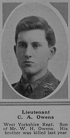 Owens C A Lt 13th attd 10th West Yorkshire Regiment (Prince of Wales's Own) The Sphere 3rd Mar 1917