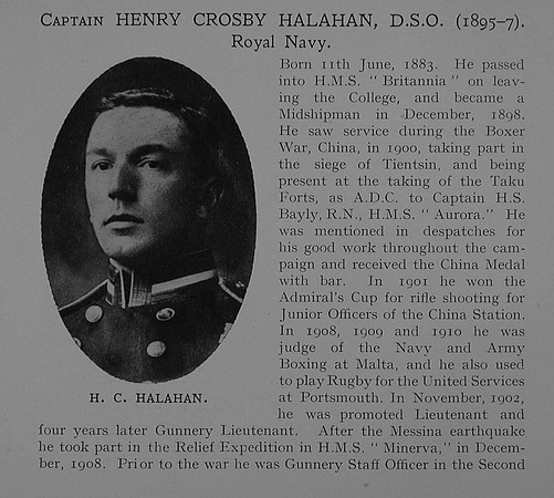 Halahan H C Captain DSO H.M.S. President Royal Navy Obit Part 1 Dulwich College Roll Of Honour