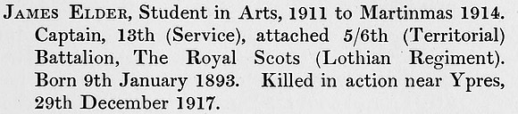 Elder J Captain 6th Royal Scots Obit