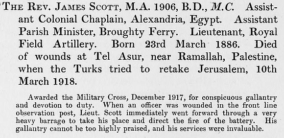 Scott J Lt MC Royal Field Artillery Obit St Andrews University Roll Of Honour