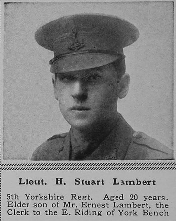 Lambert H S Lt 5th Yorks Regt The Sphere 11th Mar 1916
