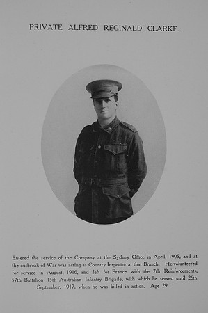 Clarke A R Pte 57th Australian Imperial Force Northern Assurance Co Record Of Service