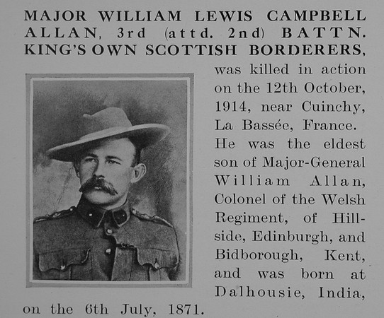 Allan W L C Major 2nd Kings Own Scottish Borderers Obit Part 1 Bond Of Sacrifice Vol 1