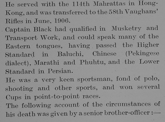 Black W M Captain Indian Army Obit Part 2 The Bond Of Sacrifice Vol 1