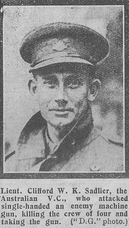 Sadlier C W K Lt VC Australian Infantry The Graphic 12th July 1918