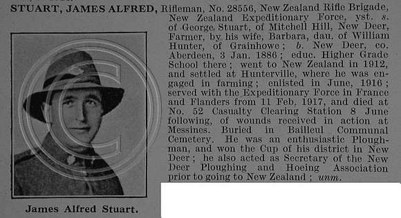 Stuart J A Rfn 28556 New Zealand Rifle Brigade Obit De Ruvignys Roll Of Honour Vol 4