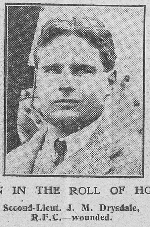 Drysdale J M 2nd Lt Royal Flying Corps The Graphic 12th Sep 1916