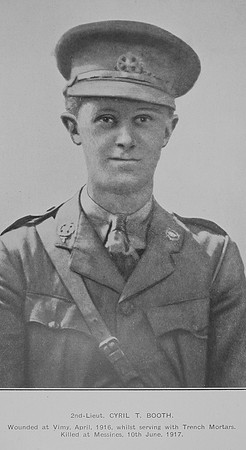 Booth C T 2nd Lt 17th London Regiment