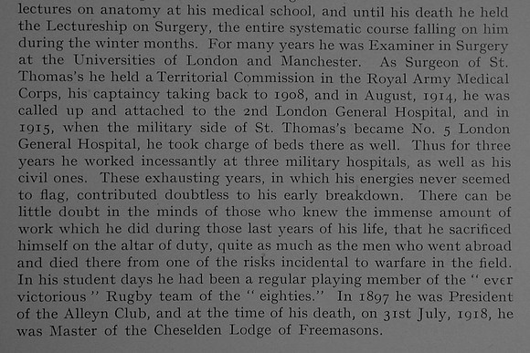 Robinson H B Major Royal Army Medical Corps Obit Part 2 Dulwich College Roll Of Honour