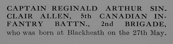 Allen R A S Captain 5th Canadian Infantry Obit Part 1 The Bond Of Sacrifice Vol 2
