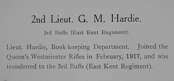 Hardie G M 2nd Lt 3rd East Kent Regiment Record William Graham Company