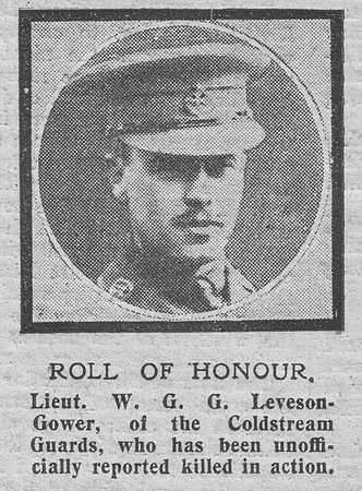 Leveson-Gower W G G Lt 1st Coldstream Guards The Graphic 18th Oct 1918