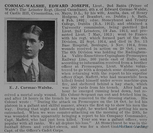 Cormac-Walshe E Lt Leinster Regt Obit
