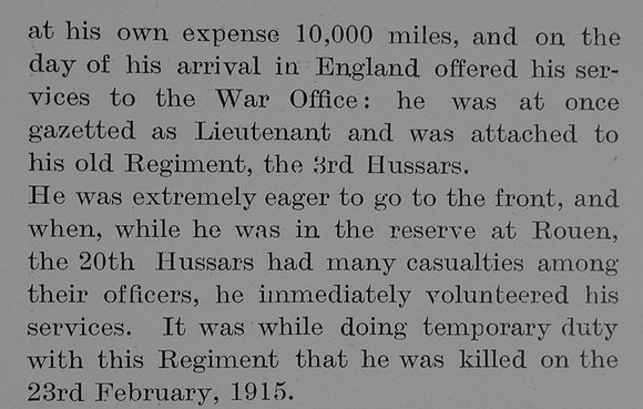 Barr S T Lt 3rd Hussars Obit Part 3 The Bond Of Sacrifice Vol 3