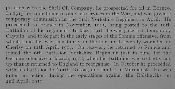 Bailey T E G Captain 11th Yorkshire Regiment Obit Part 2 Dulwich College Roll Of Honour