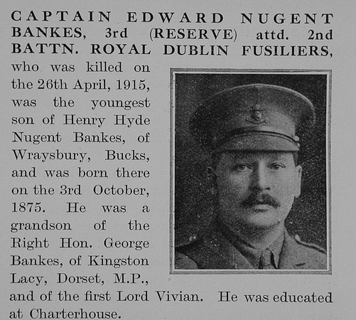 Bankes E N Captain 2nd Royal Dublin Fuiliers Obit Part 1 The Bond Of Sacrifice Vol 2