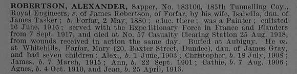 Robertson A Sapper 183100 Royal Engineers Obit De Ruvignys Roll Of Honour Vol 4