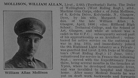 Mollison W A Lt 6th West Riding Regiment Attd Machine Gun Corps Obit Part 1 De Ruvignys Roll Of Honour Vol 5