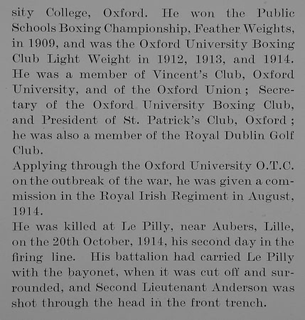 Anderson A J R 2nd Lt Royal Irish Regiment Obit Part 2 The Bond Of Sacrifice Vol 1