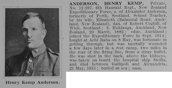 Anderson H K Pte 12/297 6th Hauraki NZEF Obit