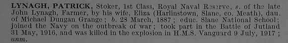 Lynagh P Stoker 5831S H.M.S. Vanguard Royal Naval Reserve Short Obit De Ruvignys Roll Of Honour Vol 4