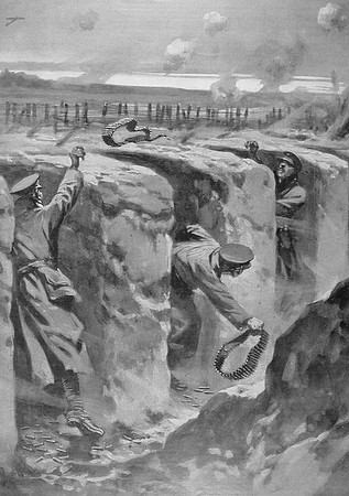 Ammunition Cartridges Thrown Hand To Hand In The British Trenches