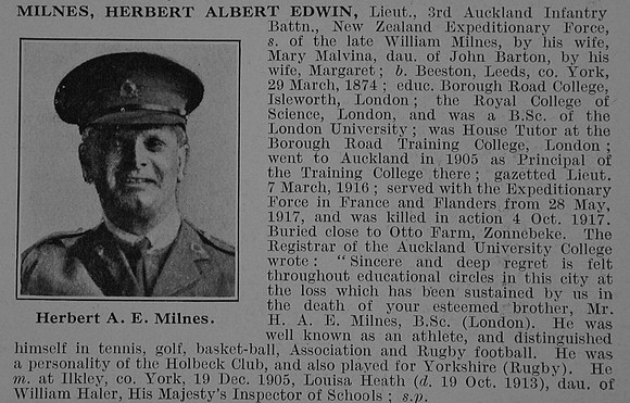 Milnes H A E Lt NZEF Obit De Ruvignys Roll Of Honour Vol 3