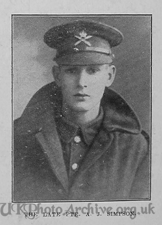 Simpson A J Pte 126985 Machine Gun Corps Croydon Roll Of Honour