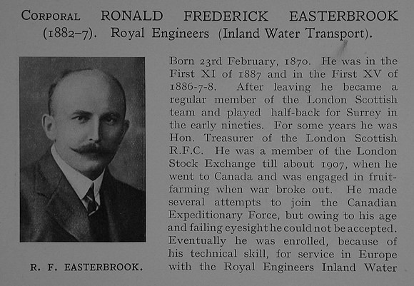 Easterbrook R F Cpl WR554397 Royal Engineers Obit Part 1 Dulwich College Roll Of Honour