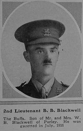 Blackwell B B 2nd Lt 3rd Attd 8th The Buffs (East Kent Regiment) The Sphere 9th Dec 1916