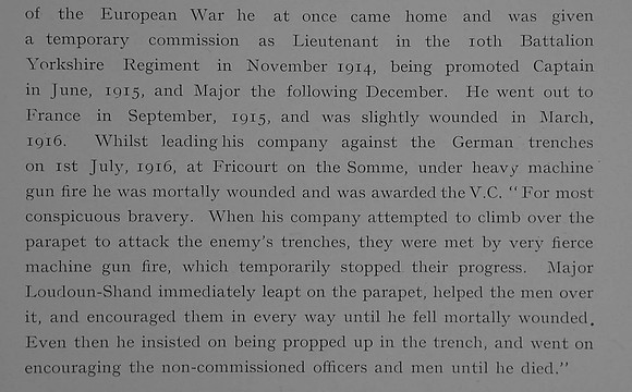 Loudoun-Shand S W Major VC 10th Yorkshire Regiment Obit Part 2 Dulwich College Roll Of Honour