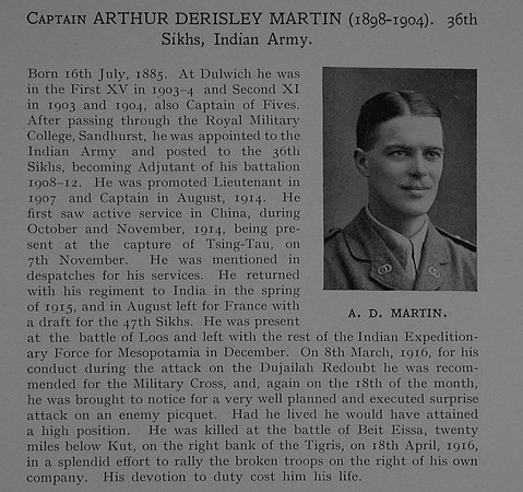 Martin A D Captain Indian Army Obit Dulwich College Roll Of Honour