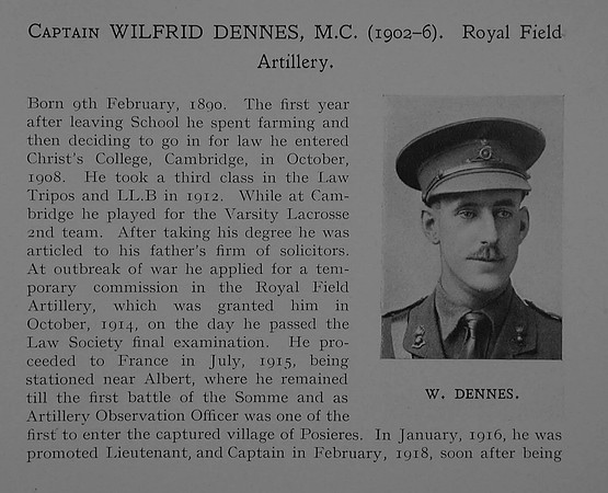 Dennes W Captain MC Royal Field Artillery Obit Part 1 Dulwich College Roll Of Honour