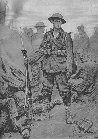 A British Soldier In A Conquered Enemy Trench