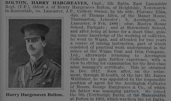 Bolton H H Captain 5th East Lancashire Regiment Obituary Part 1 De Ruvignys Roll Of Honour Vol 1