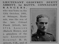 Abbott G D Lt 1st Connaught Rangers Obit Part 1 Bond Of Sacrifice Vol 1