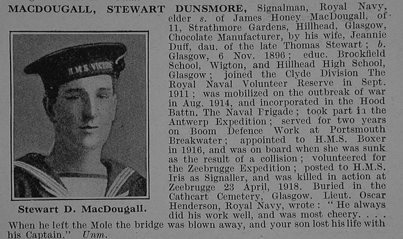 MacDougall S D Signaller Clyde Z-2087 H.M.S. Iris II Royal Naval Volunteer Reserve Obit De Ruvignys Roll Of Honour Vol 4