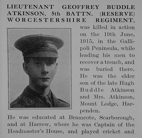 Atkinson G B Lt 5th Worcestershire Regiment Obit Part 1 The Bond Of Sacrifice Vol 2